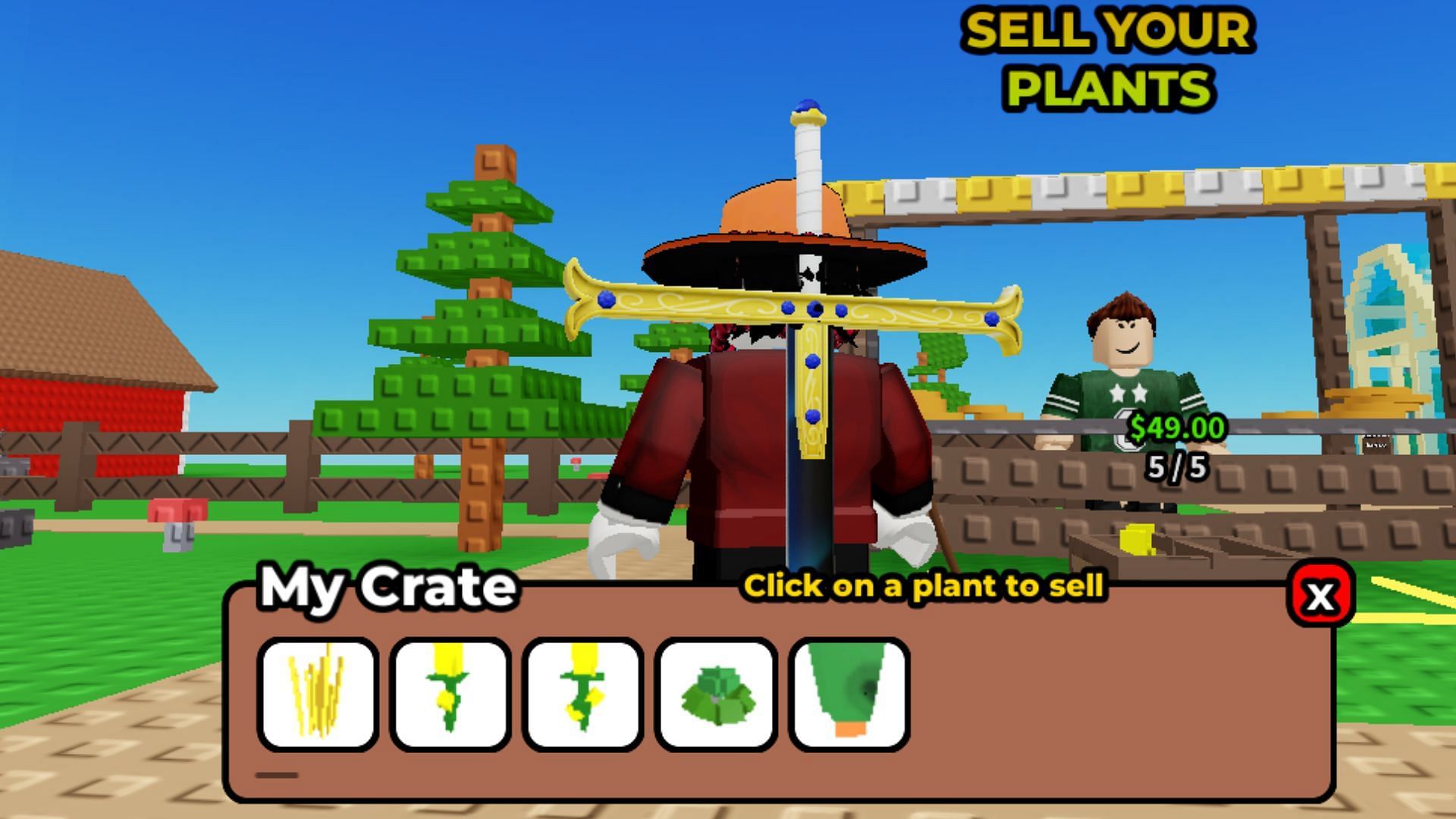 Sell plants to get Coins for upgrades (Image via Roblox)